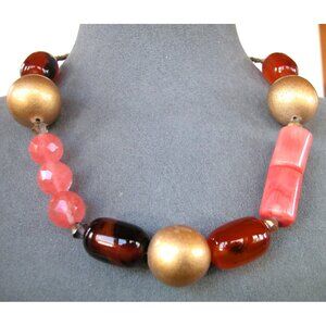 Vintage 16" Coral Necklace With Extension & Mixed Beads